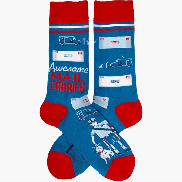 THANK Your MAIL PERSON Socks MailMan MailLady Holiday Fun Gifts Red White Blue - Picture 2 of 7